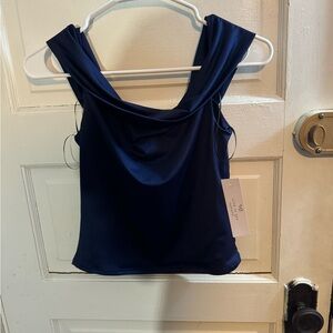 Draped Cowl Neck Camisole in Navy
